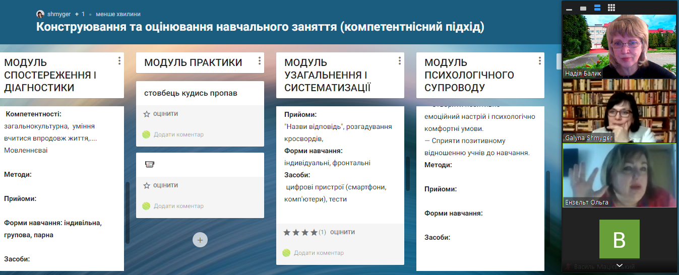 Практичну складову тренінгу з оцінювання навчального заняття проводить Г.П.Шмигер
